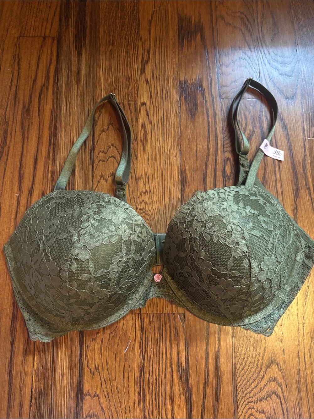 Victoria’s Secret Olive Green Lace Push-Up Bra 38C NWT